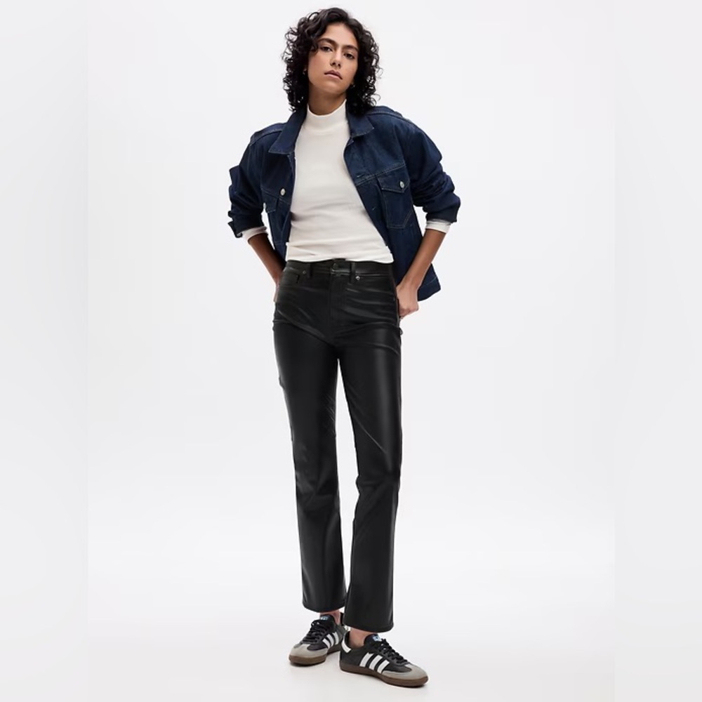 High Rise Vegan Leather Vintage Slim Pant
